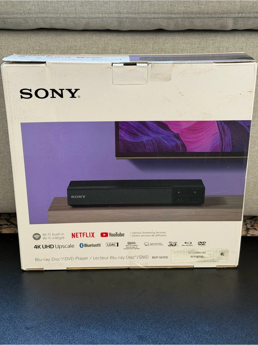 Sony BDP-S6700 Blu-Ray DVD Player Black Built-In Wi-Fi Bluetooth 4K Upscaling